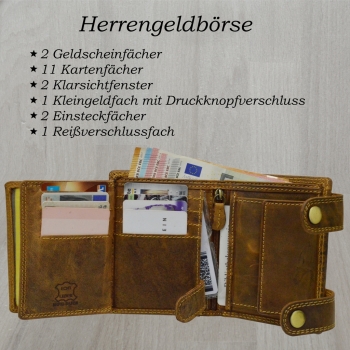 Wild Leder Portemonnaie mit Totenkopf und Hosenkette mit RFID Schutz